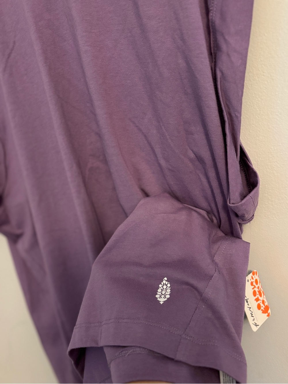 FP Movement, XL Don't Sweat It Top/Tee, Curved Arm Sleeve Violet Purple Oversize - Picture 6 of 10